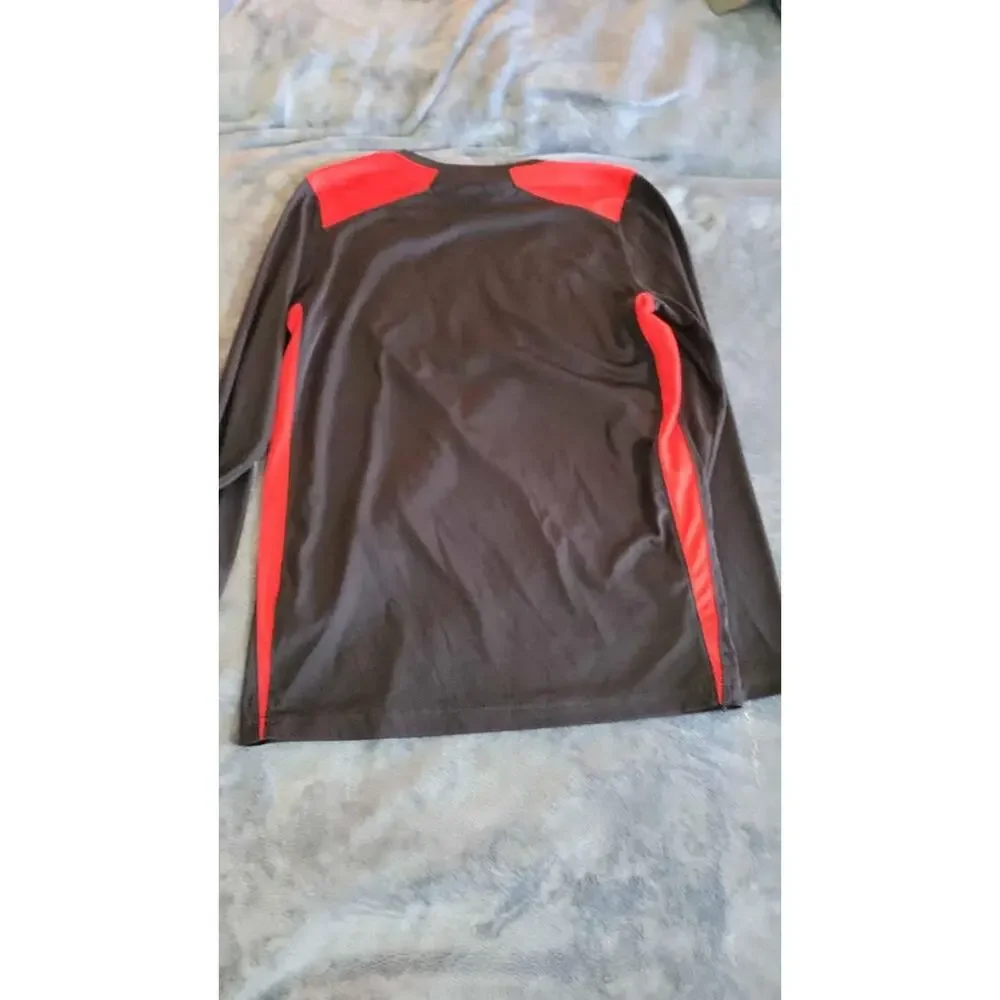 Nike Dri-FIT Long‎ Sleeve Training Shirt XL Black Red Athletic Top